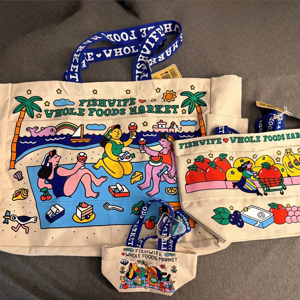 Fishwife x Whole Foods Market Colorful Beach Tote & Pouch Set - Multi